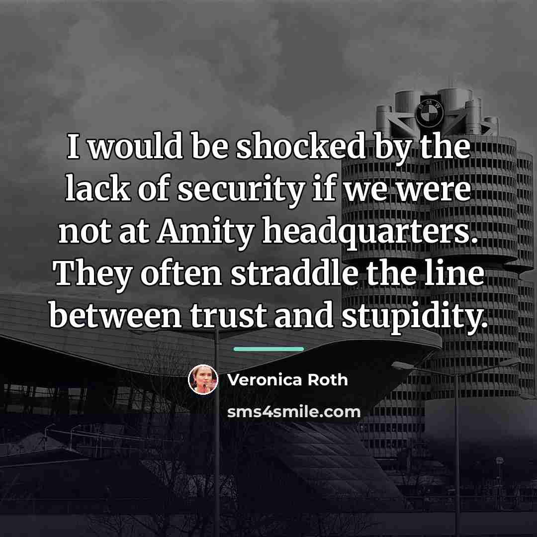 “I would be shocked by the lack of security if…” quote by Veronica Roth