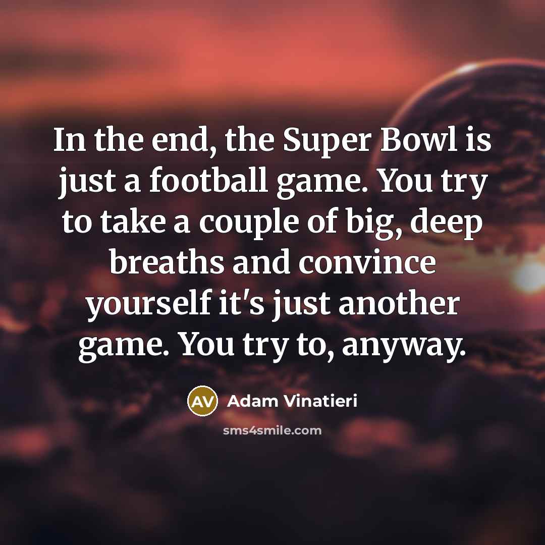 “In the end, the Super Bowl is just a football…” quote by Adam Vinatieri