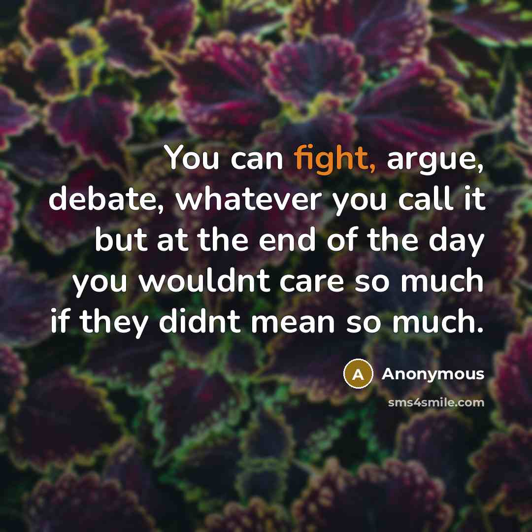 “You can fight, argue, debate, whatever you call it but…” quote by Anonymous