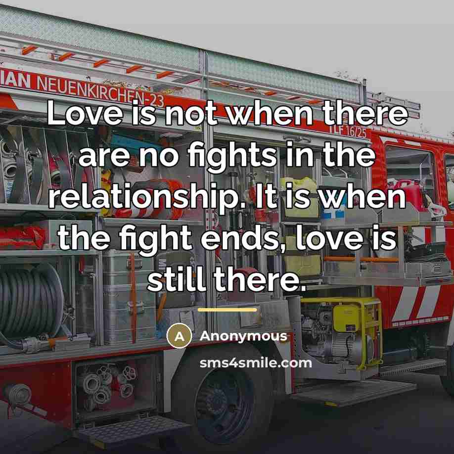 “Love is not when there are no fights in the…” quote by Anonymous
