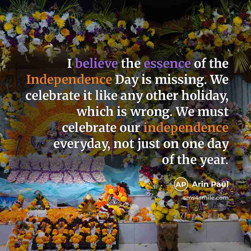 “I believe the essence of the Independence Day is missing.…” quote by Arin Paul