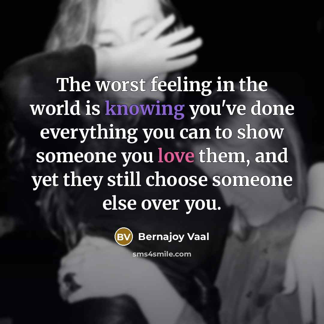“The worst feeling in the world is knowing you've done…” quote by Bernajoy Vaal