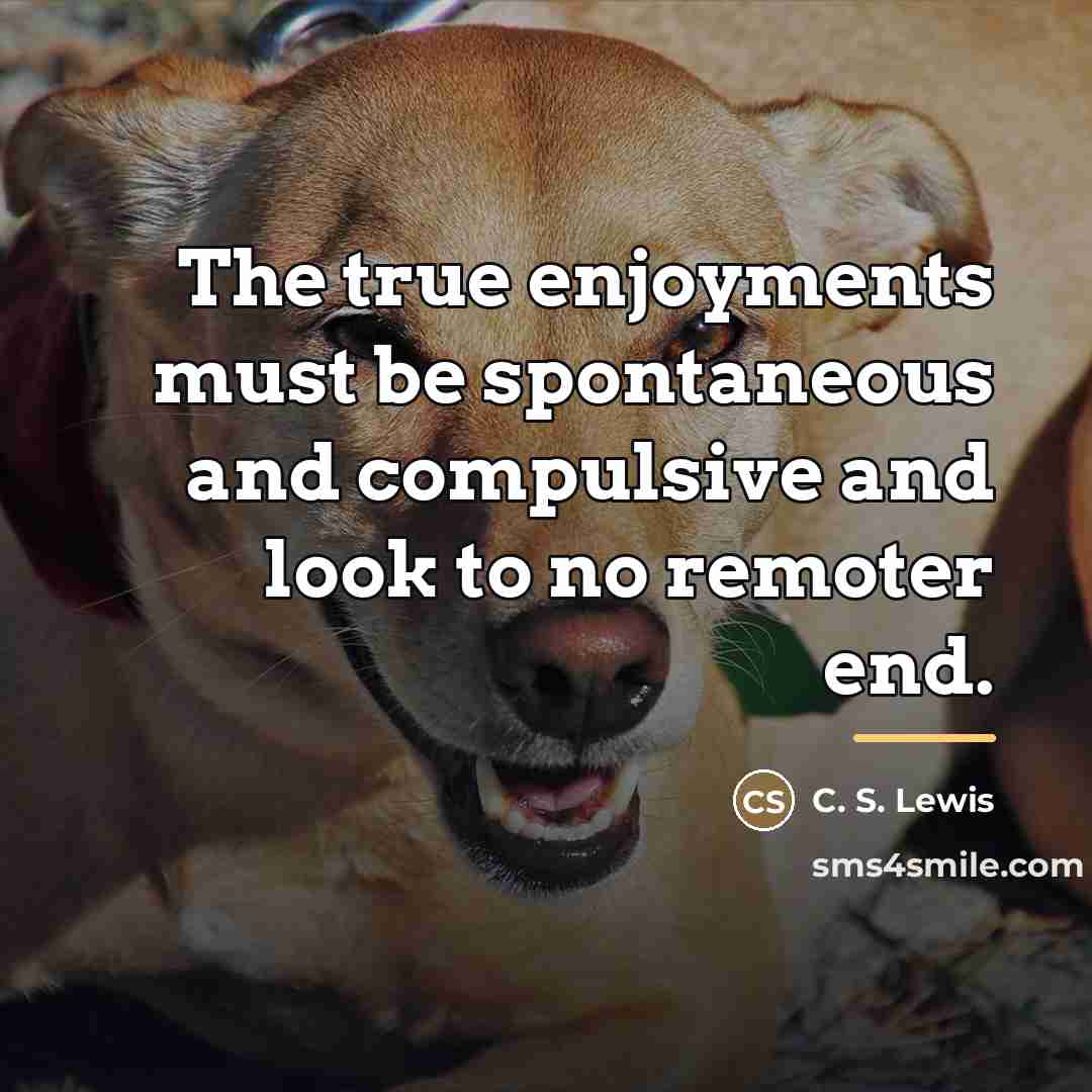 “The true enjoyments must be spontaneous and compulsive and look…” quote by C. S. Lewis