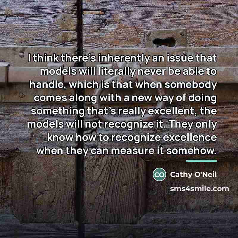 “I think there's inherently an issue that models will literally…” quote by Cathy O'Neil