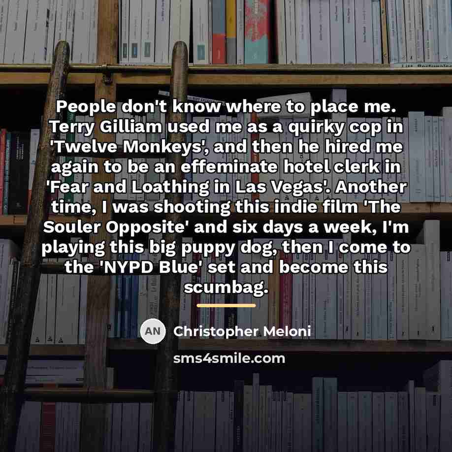 “People don't know where to place me. Terry Gilliam used…” quote by Christopher Meloni