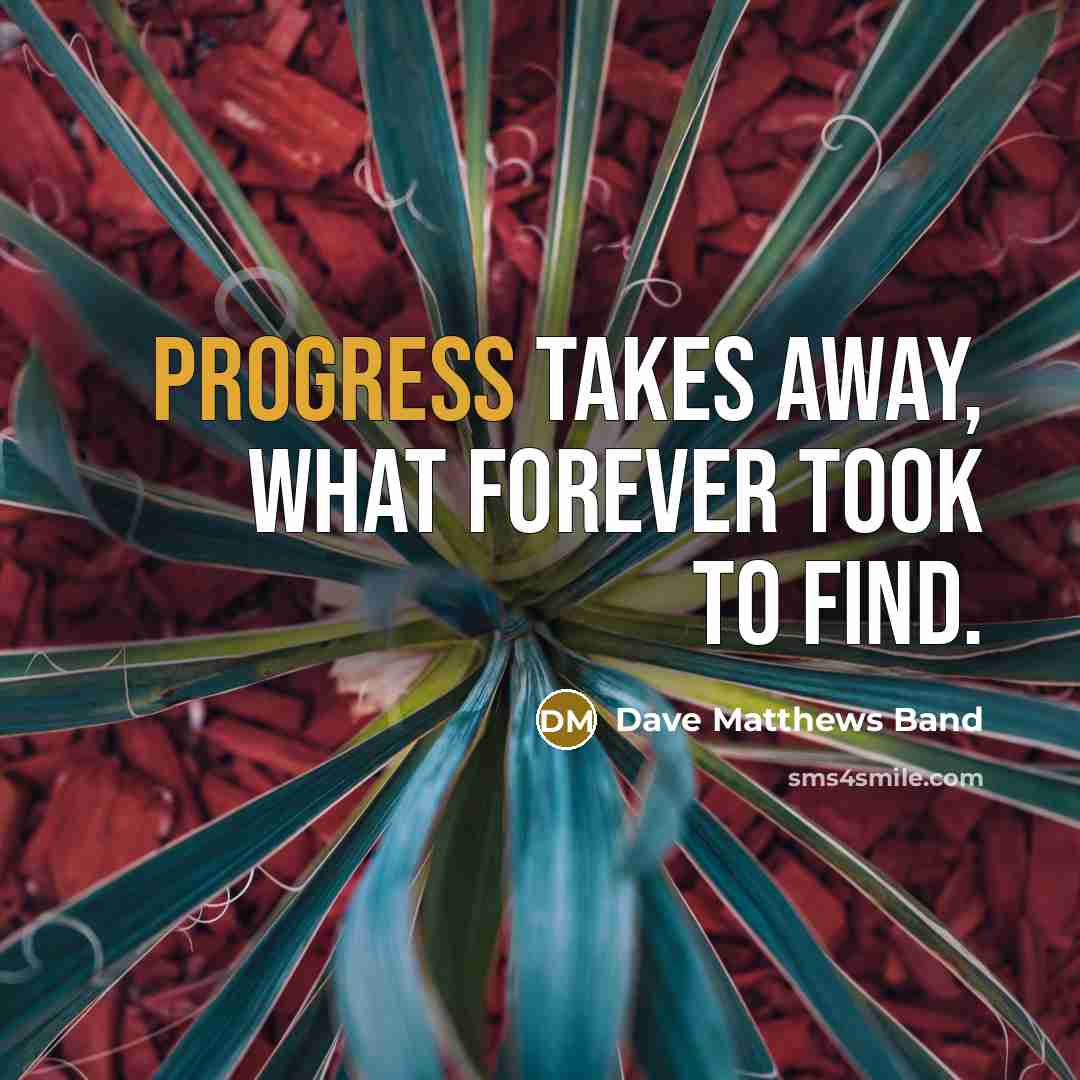 “Progress takes away, what forever took to find.…” quote by Dave Matthews Band