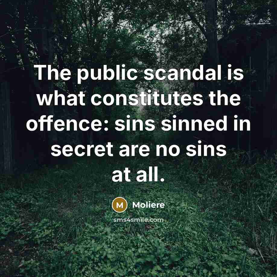 “The public scandal is what constitutes the offence: sins sinned…” quote by Moliere