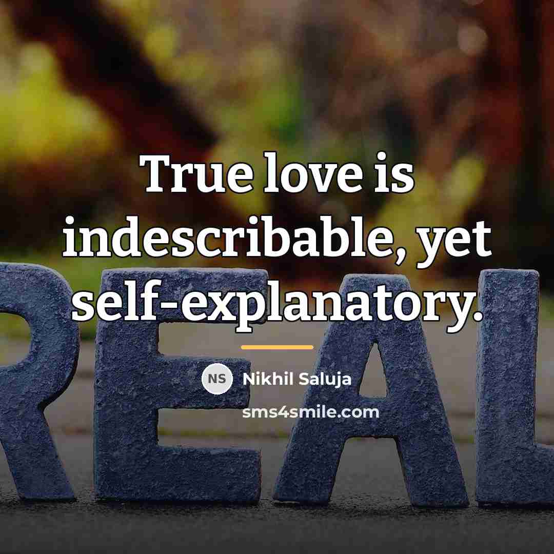 “True love is indescribable, yet self-explanatory.…” quote by Nikhil Saluja