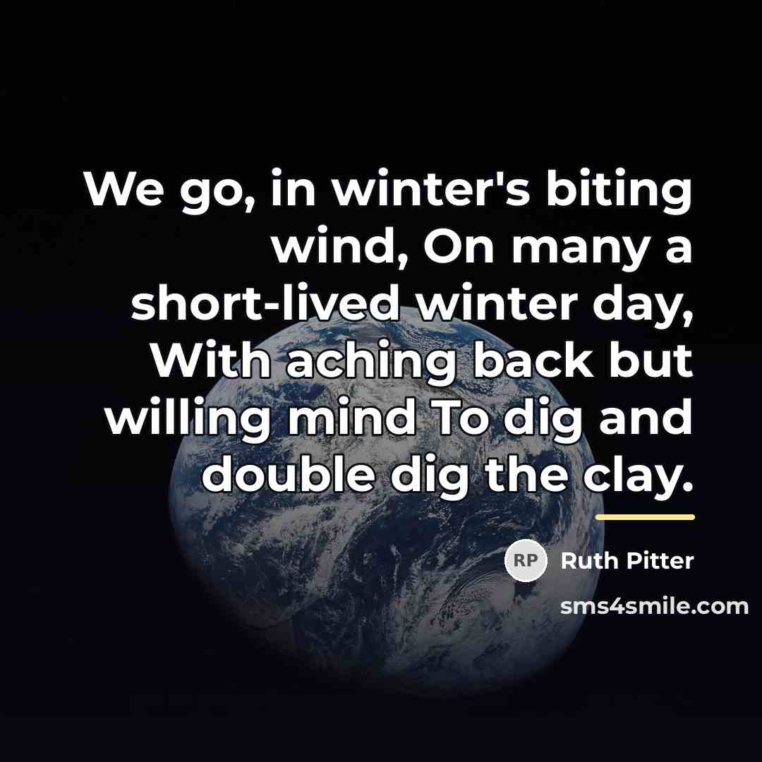 “We go, in winter's biting wind, On many a short-lived…” quote by Ruth Pitter