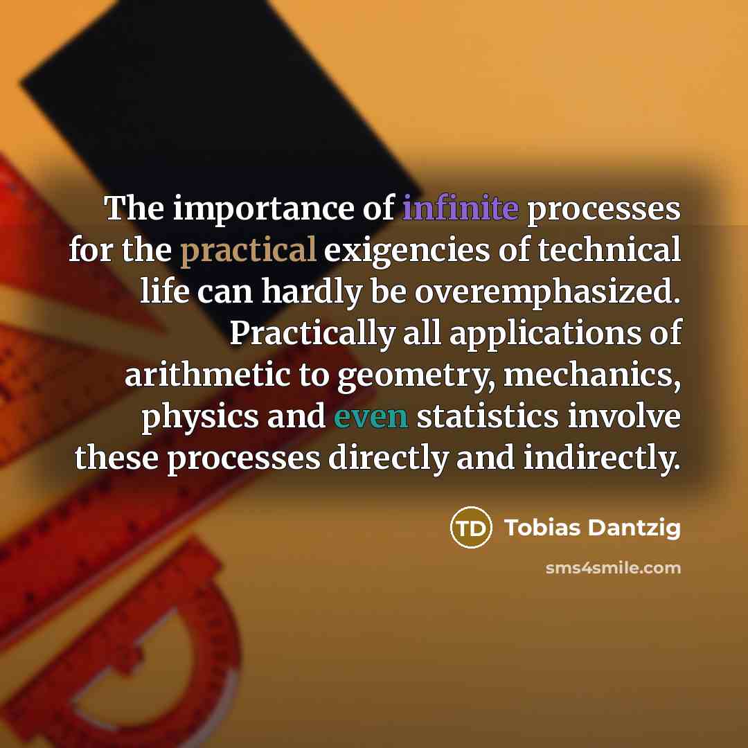 “The importance of infinite processes for the practical exigencies of…” quote by Tobias Dantzig