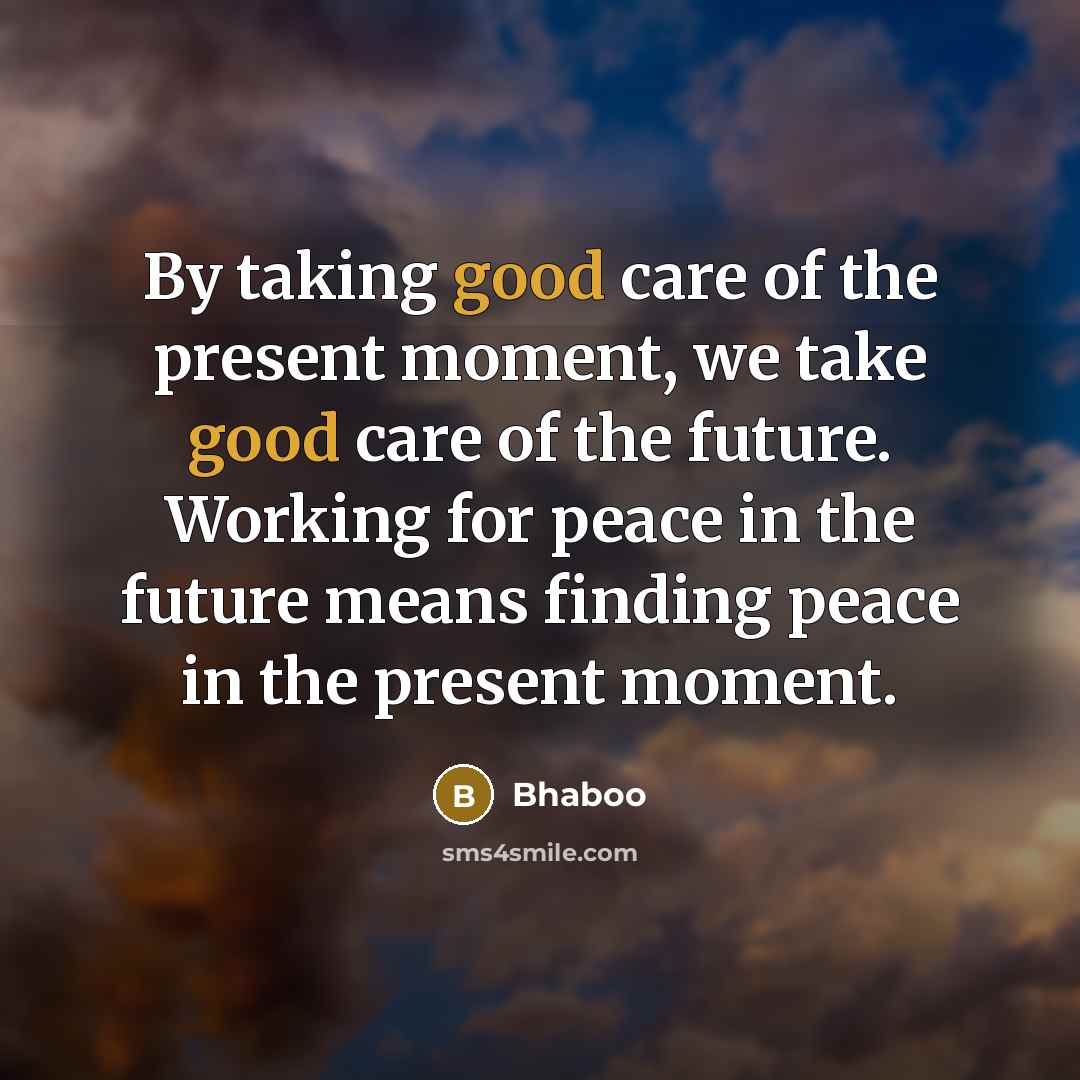 “By taking good care of the present moment, we take…” quote by Bhaboo