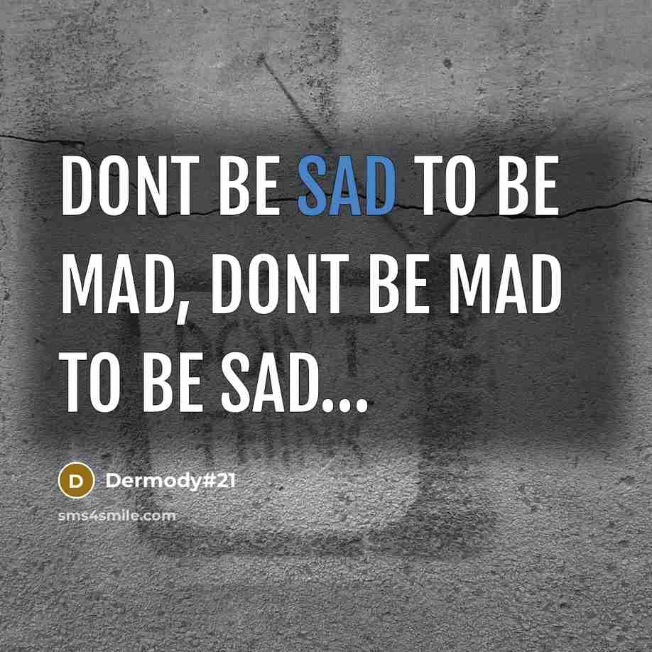 “Dont be sad to be mad, dont be mad to be sad…” quote by Dermody#21