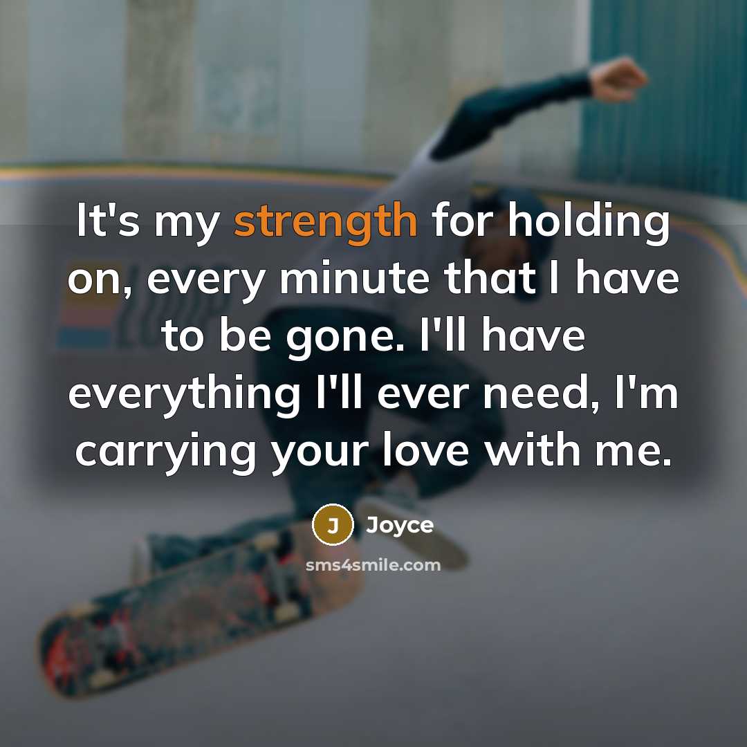 “It's my strength for holding on, every minute that I…” quote by Joyce