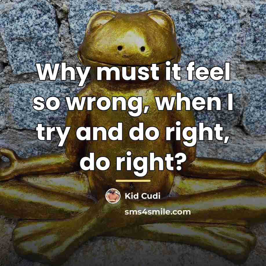 “Why must it feel so wrong, when I try and…” quote by Kid Cudi