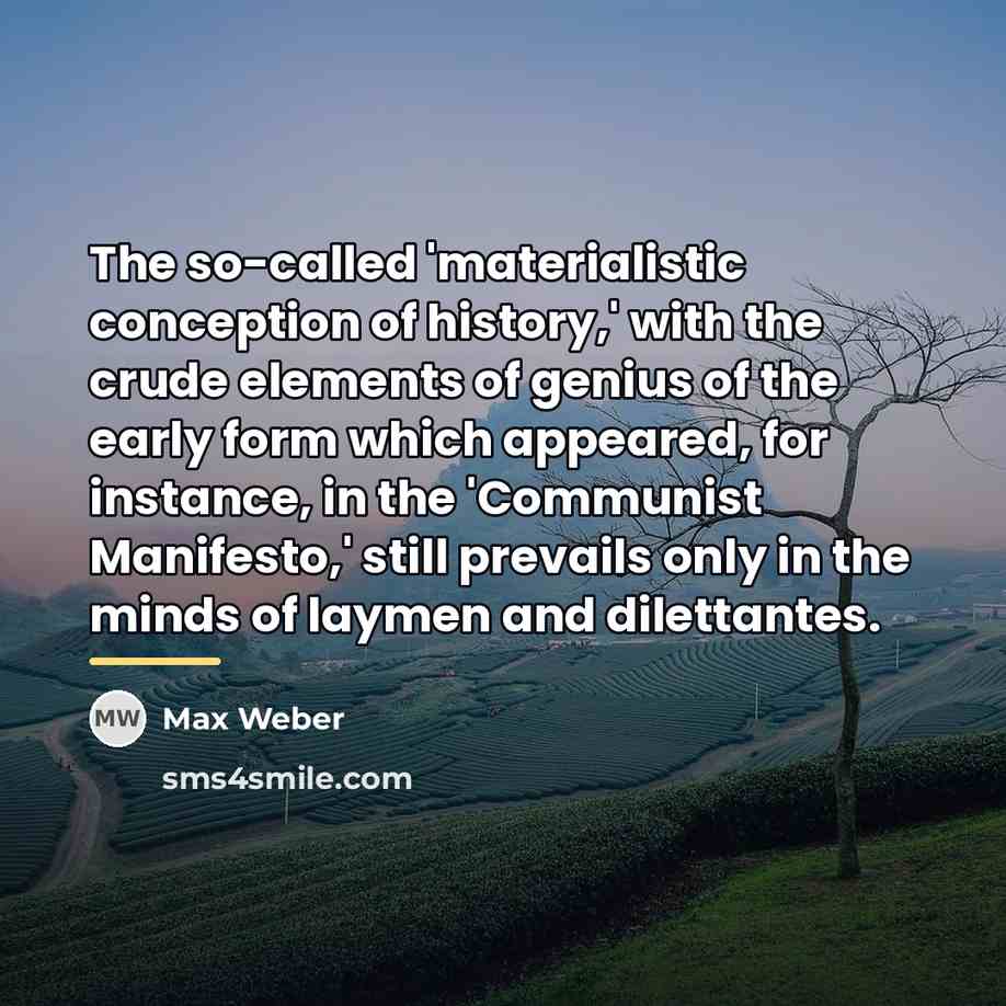 “The so-called 'materialistic conception of history,' with the crude elements…” quote by Max Weber