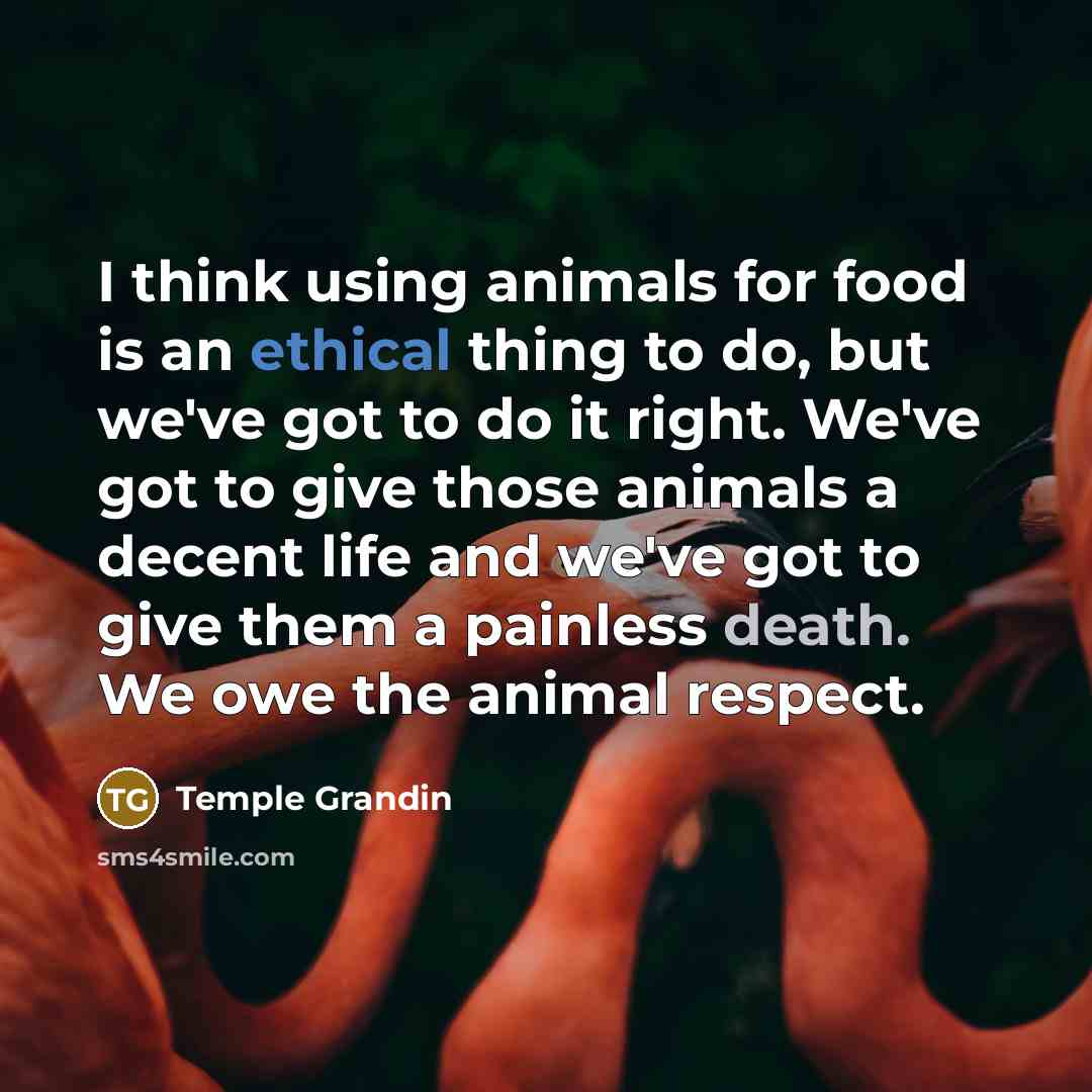 “I think using animals for food is an ethical thing…” quote by Temple Grandin