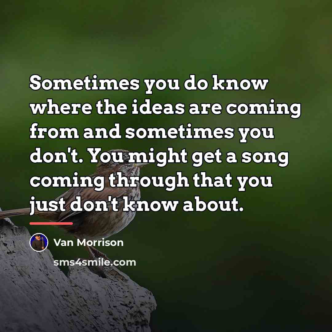 “Sometimes you do know where the ideas are coming from…” quote by Van Morrison
