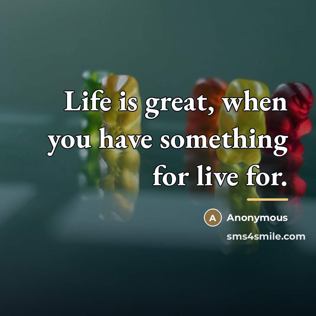 “Life is great, when you have something for live for.…” quote by Anonymous