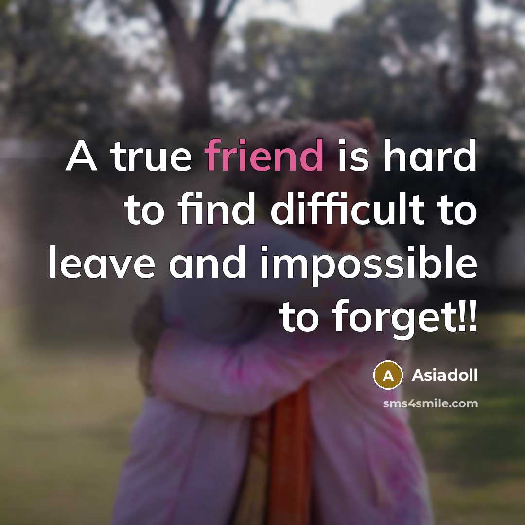 “A true friend is hard to find difficult to leave and impossible to forget!!” quote by Asiadoll
