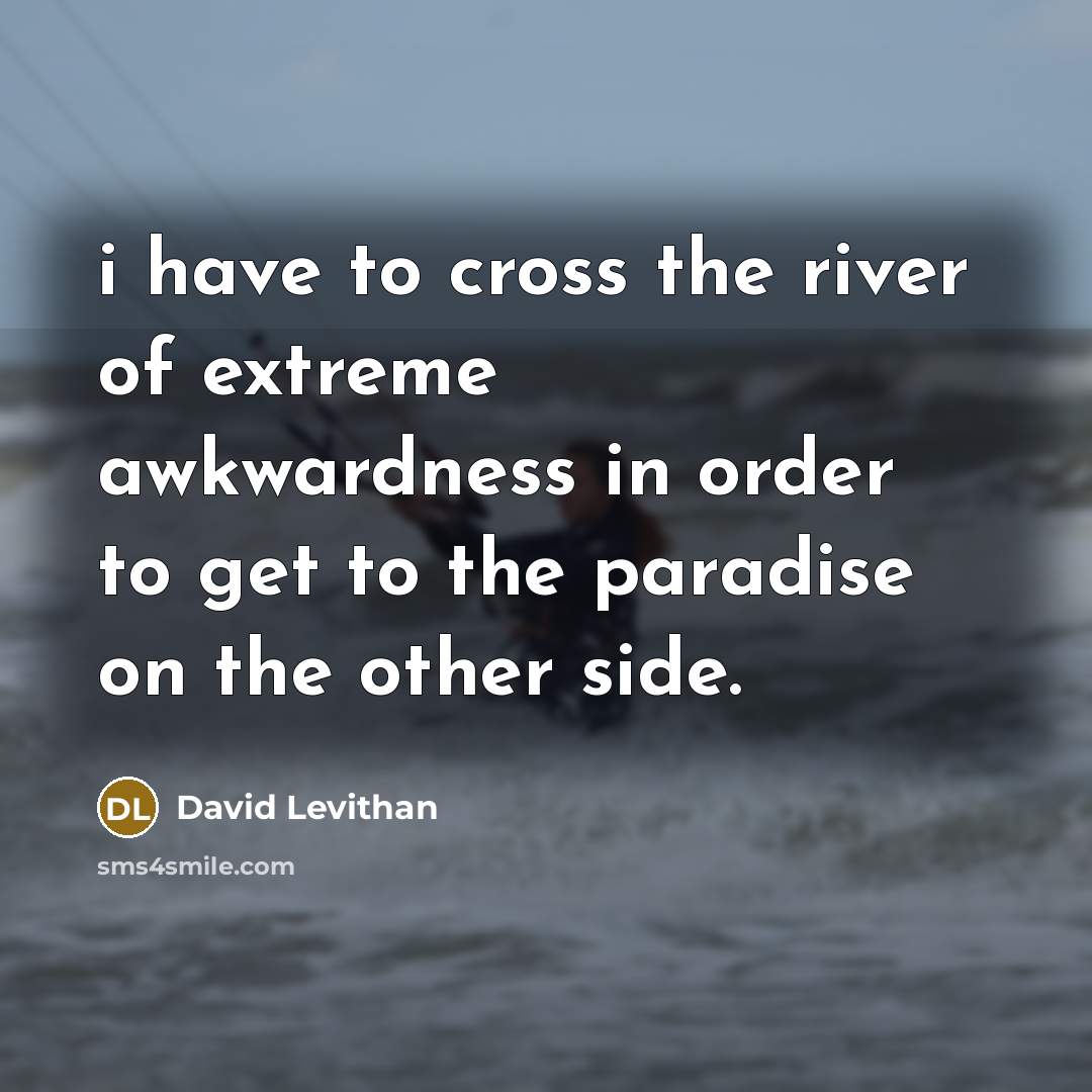 “i have to cross the river of extreme awkwardness in…” quote by David Levithan