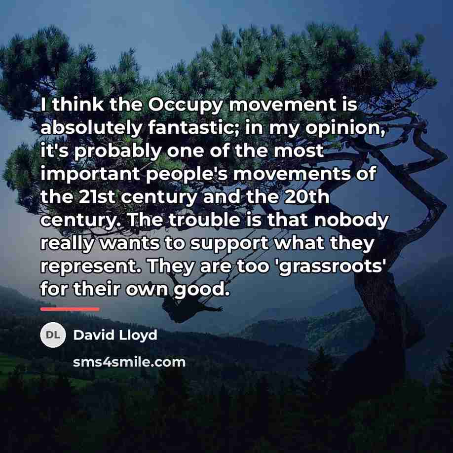 “I think the Occupy movement is absolutely fantastic; in my…” quote by David Lloyd