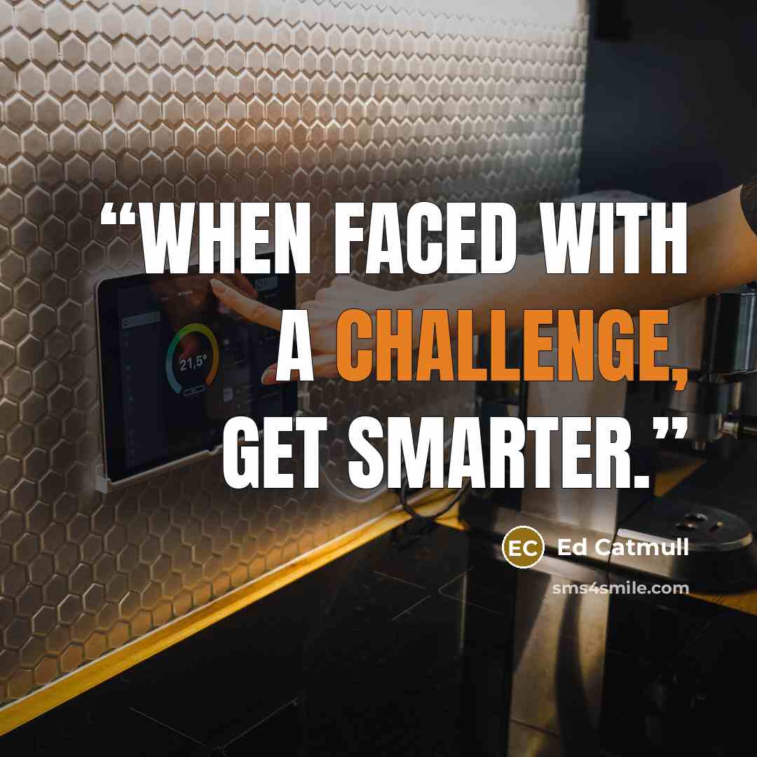 “When faced with a challenge, get smarter.” quote by Ed Catmull