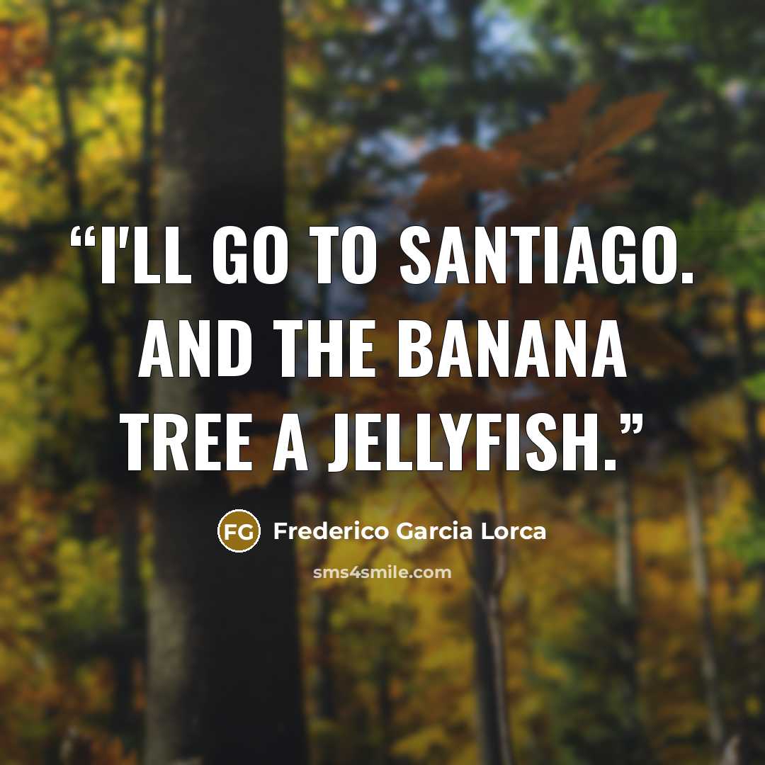 “I'll go to Santiago. And the banana tree a jellyfish.” quote by Frederico Garcia Lorca