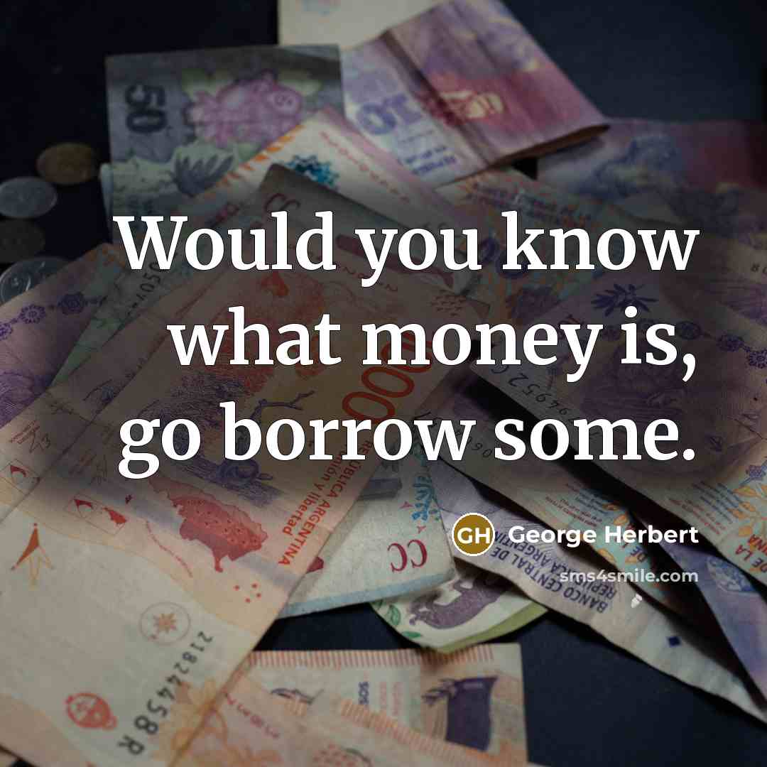 “Would you know what money is, go borrow some.…” quote by George Herbert