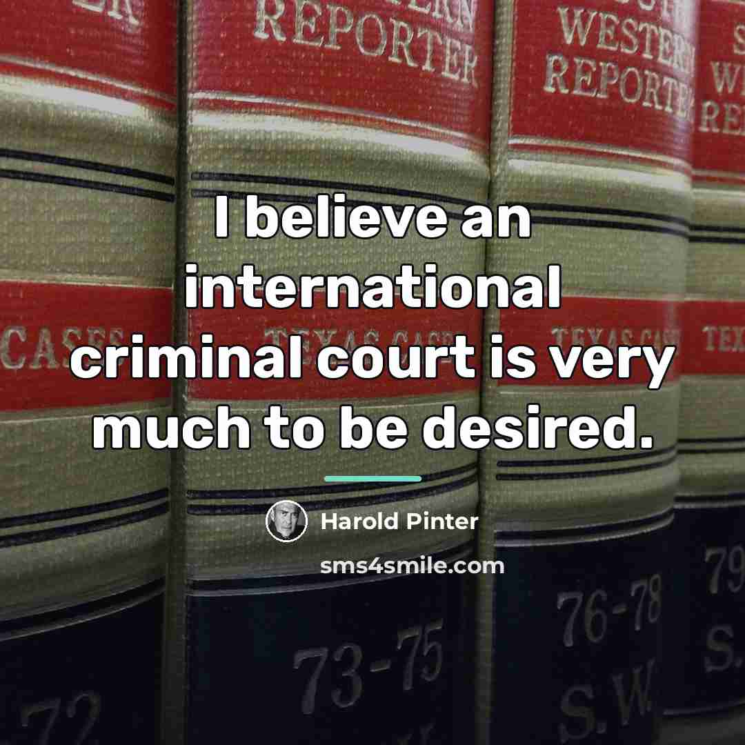 “I believe an international criminal court is very much to…” quote by Harold Pinter