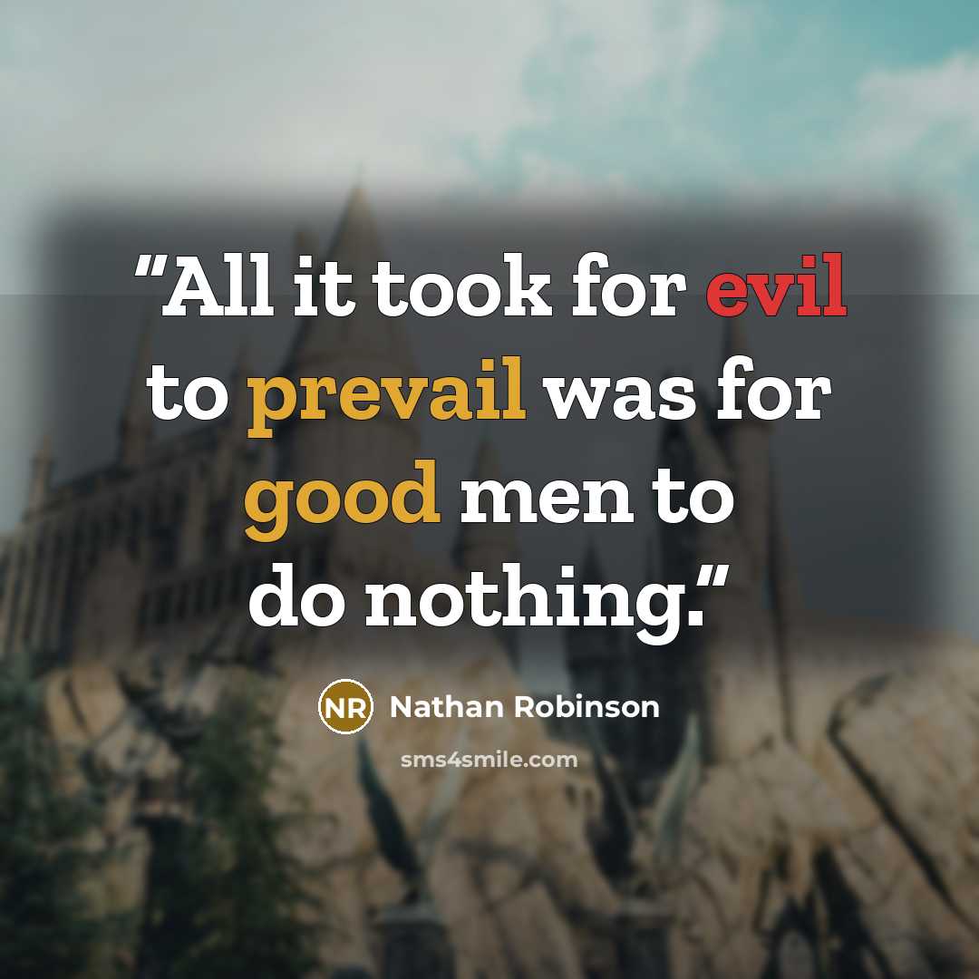 “All it took for evil to prevail was for good men to do nothing.” quote by Nathan Robinson
