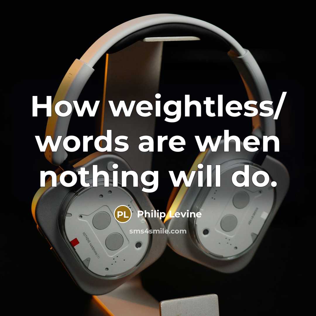 “How weightless/ words are when nothing will do.…” quote by Philip Levine