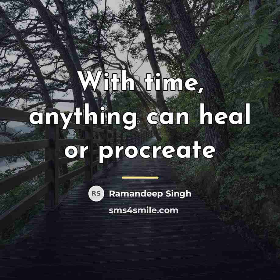 “With time, anything can heal or procreate…” quote by Ramandeep Singh
