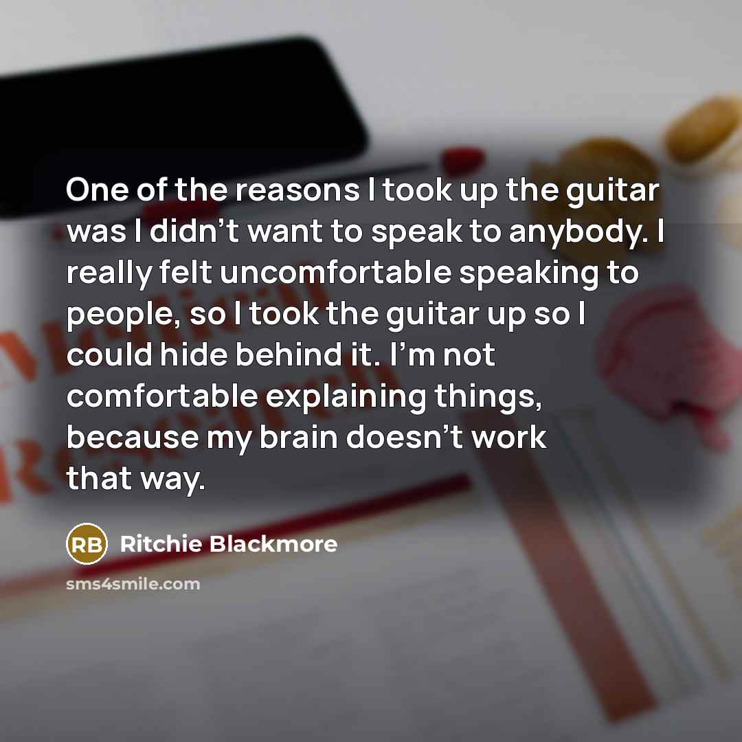“One of the reasons I took up the guitar was…” quote by Ritchie Blackmore