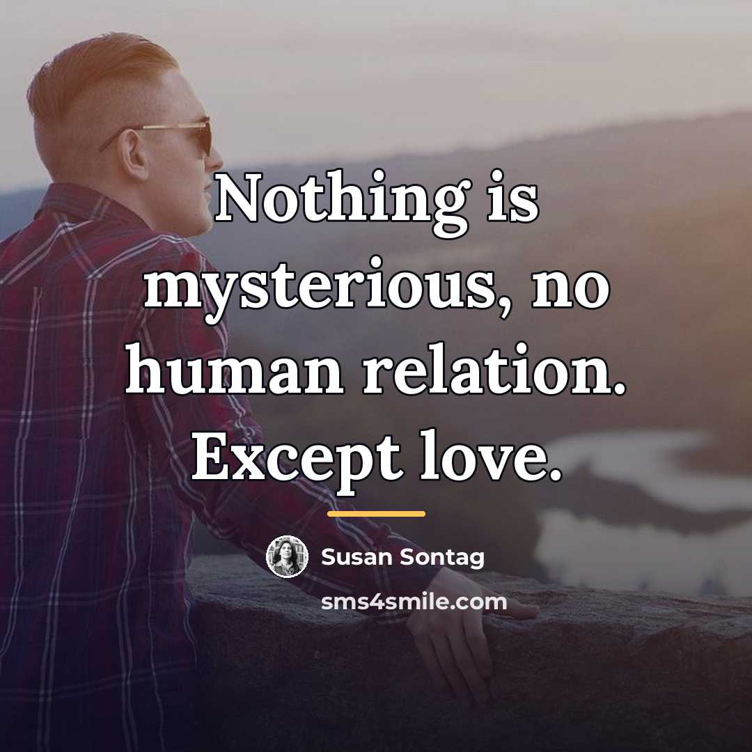“Nothing is mysterious, no human relation. Except love.…” quote by Susan Sontag