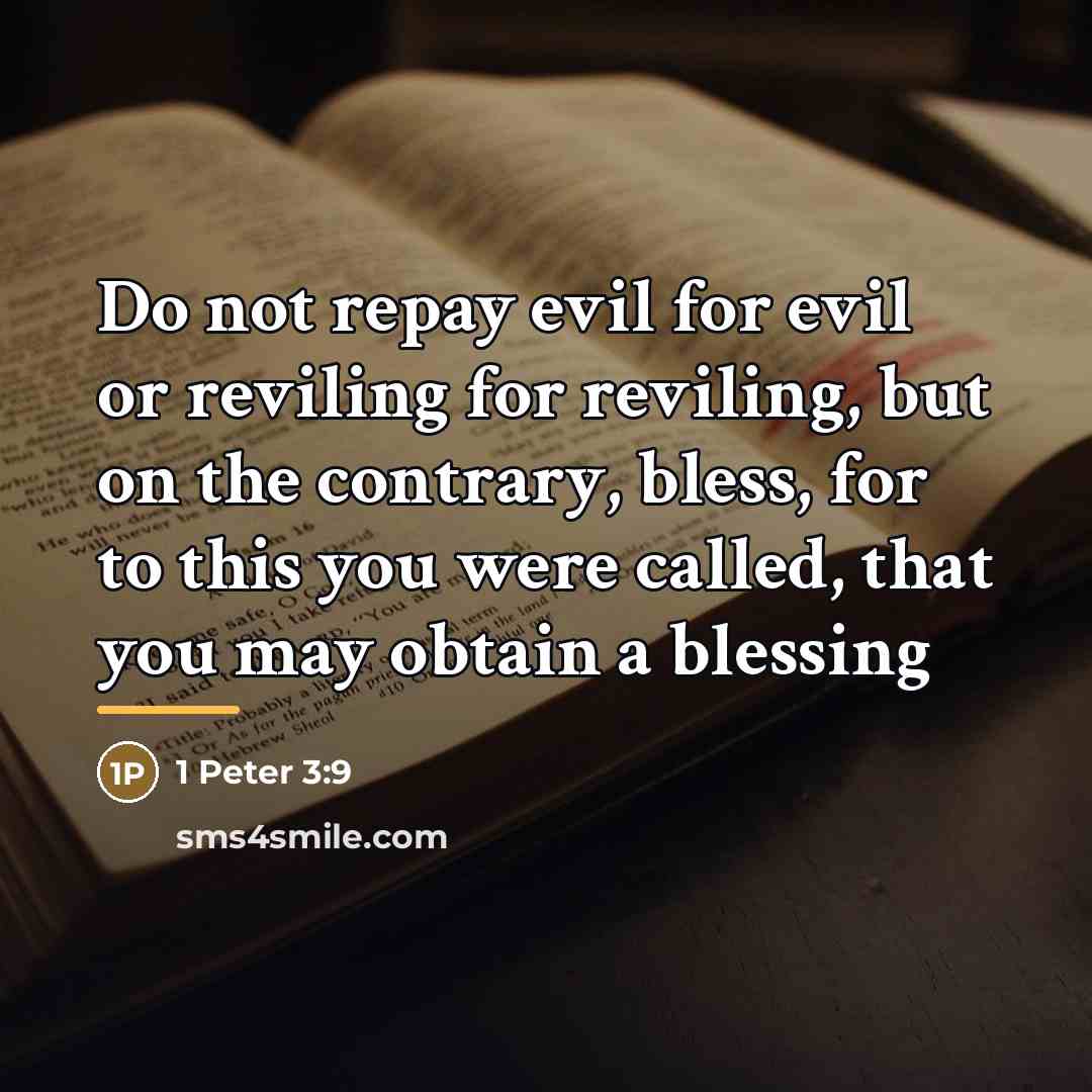 “Do not repay evil for evil or reviling for reviling,…” quote by 1 Peter 3:9