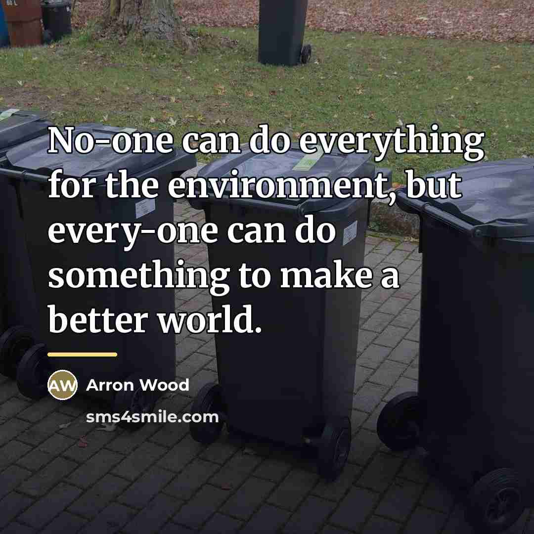 “No-one can do everything for the environment, but every-one can…” quote by Arron Wood