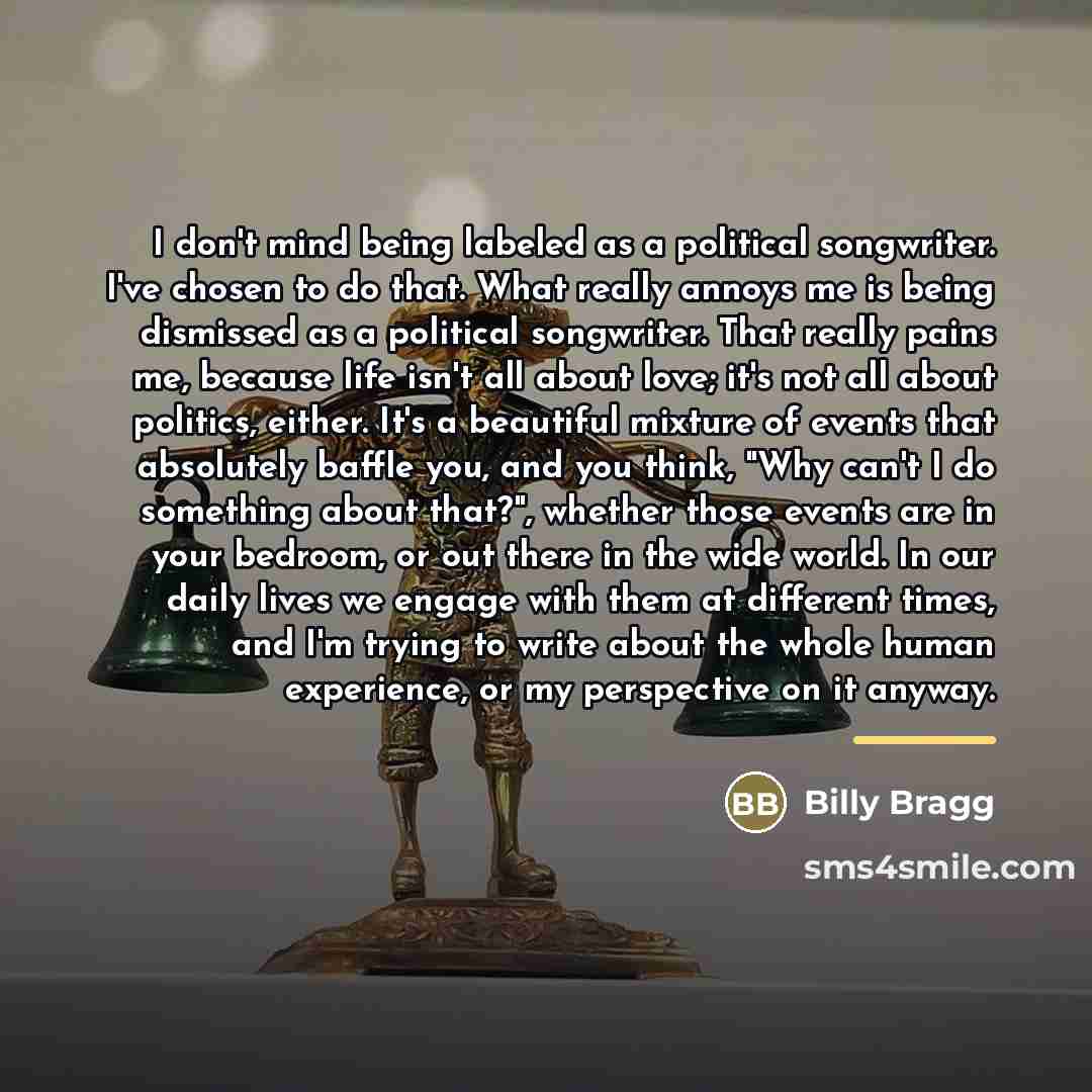 “I don't mind being labeled as a political songwriter. I've…” quote by Billy Bragg