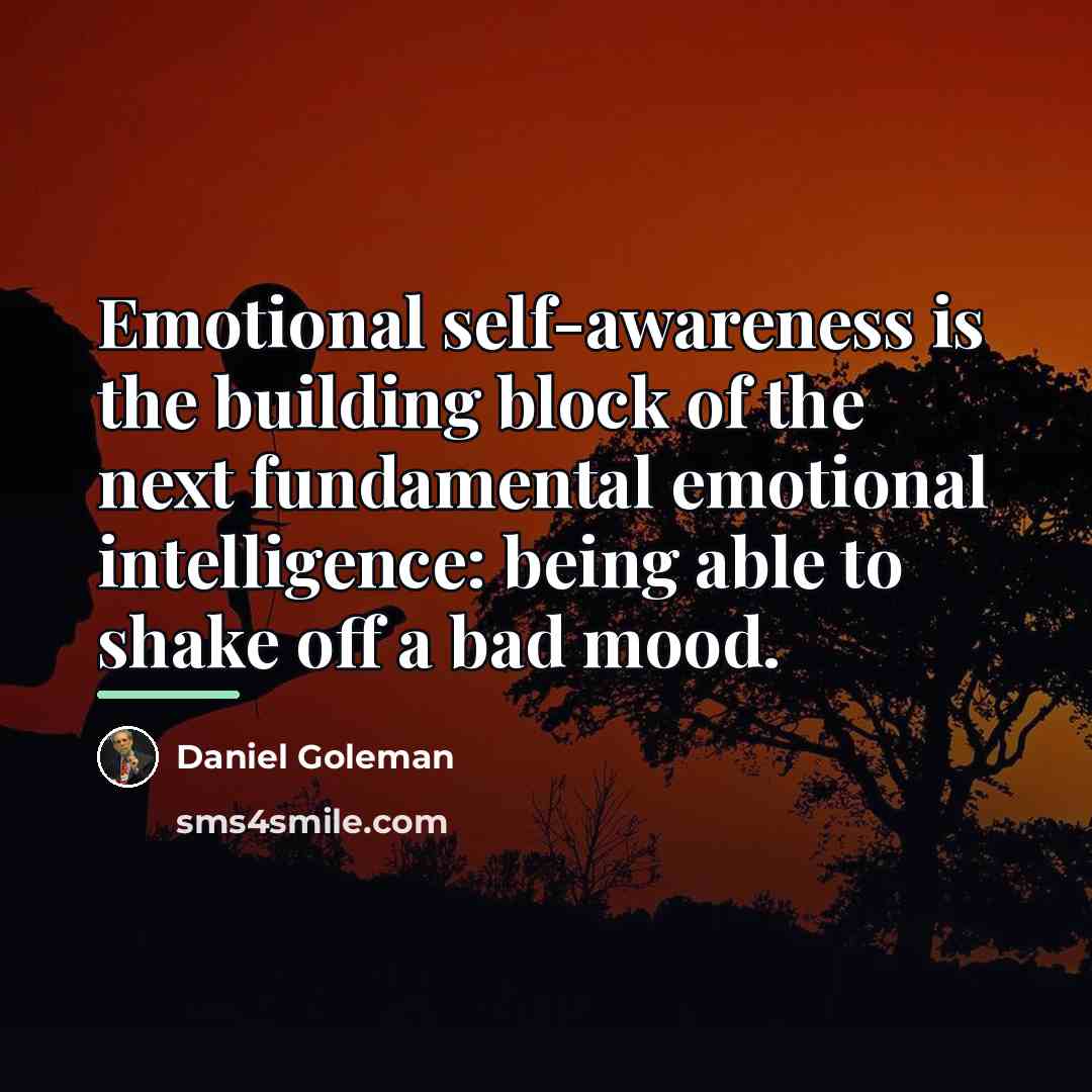 “Emotional self-awareness is the building block of the next fundamental…” quote by Daniel Goleman