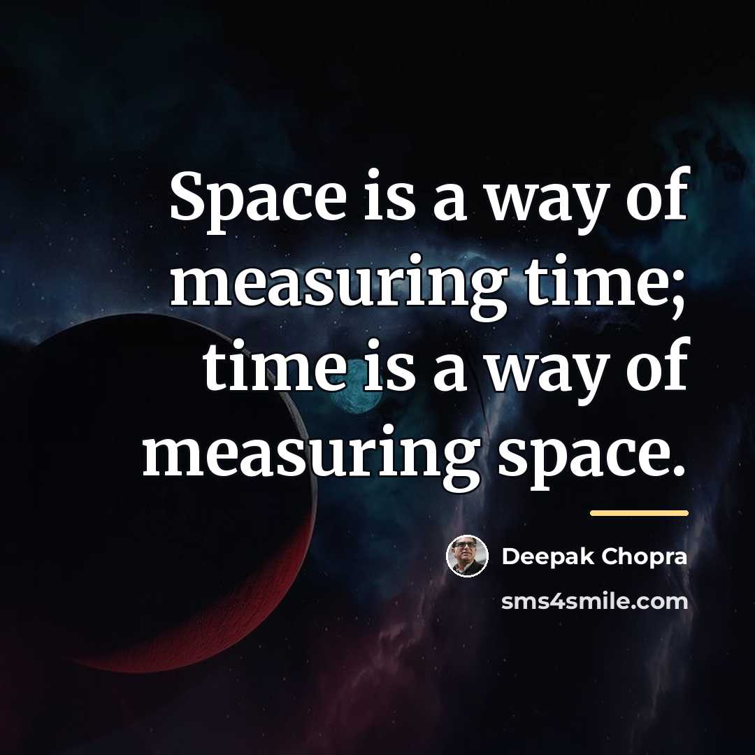 “Space is a way of measuring time; time is a…” quote by Deepak Chopra
