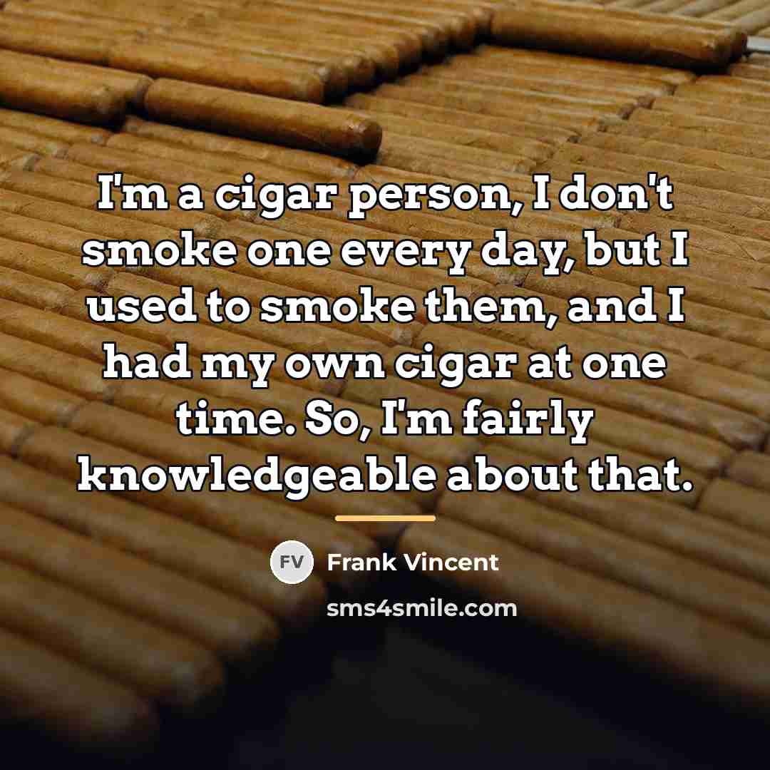 “I'm a cigar person, I don't smoke one every day,…” quote by Frank Vincent