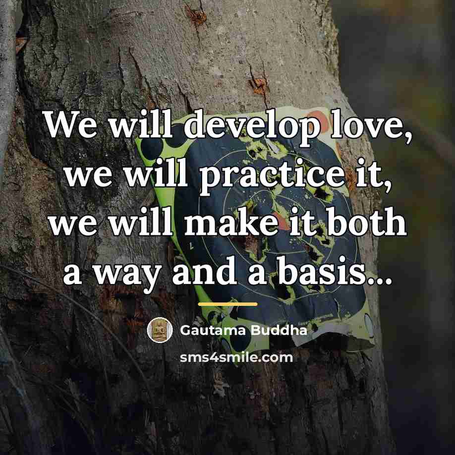 “We will develop love, we will practice it, we will…” quote by Gautama Buddha