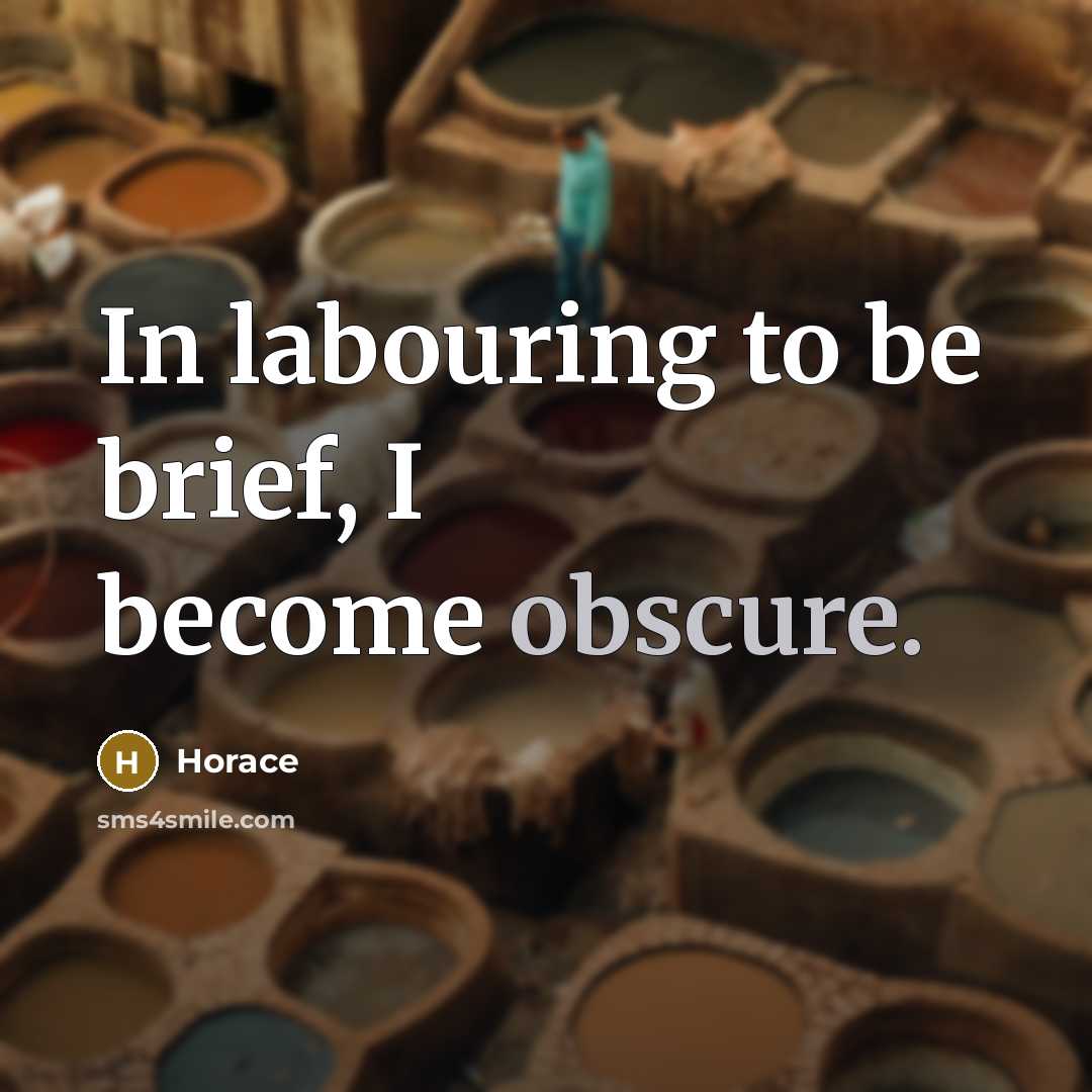 “In labouring to be brief, I become obscure.” quote by Horace