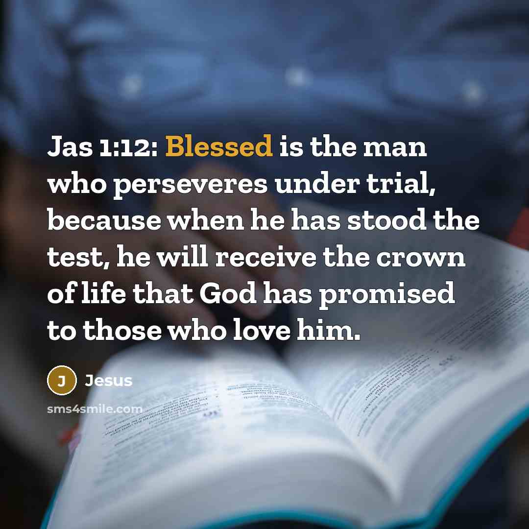 “Jas 1:12: Blessed is the man who perseveres under trial,…” quote by Jesus