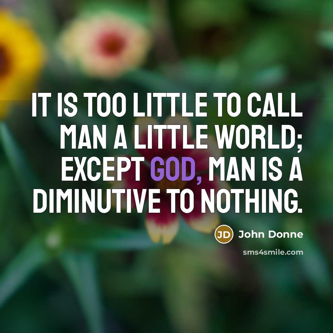 “It is too little to call man a little world;…” quote by John Donne