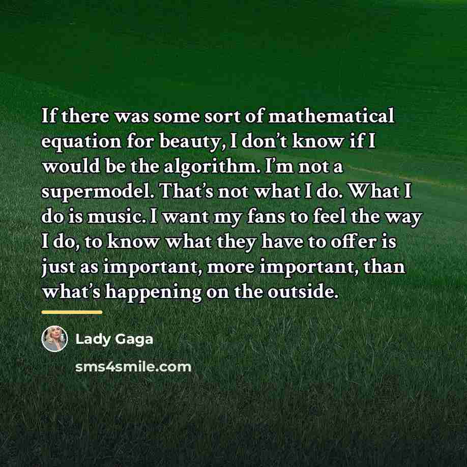 “If there was some sort of mathematical equation for beauty,…” quote by Lady Gaga