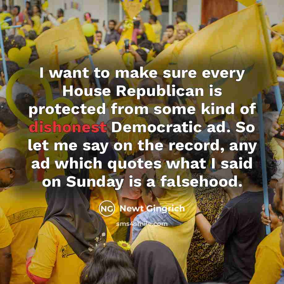 “I want to make sure every House Republican is protected…” quote by Newt Gingrich