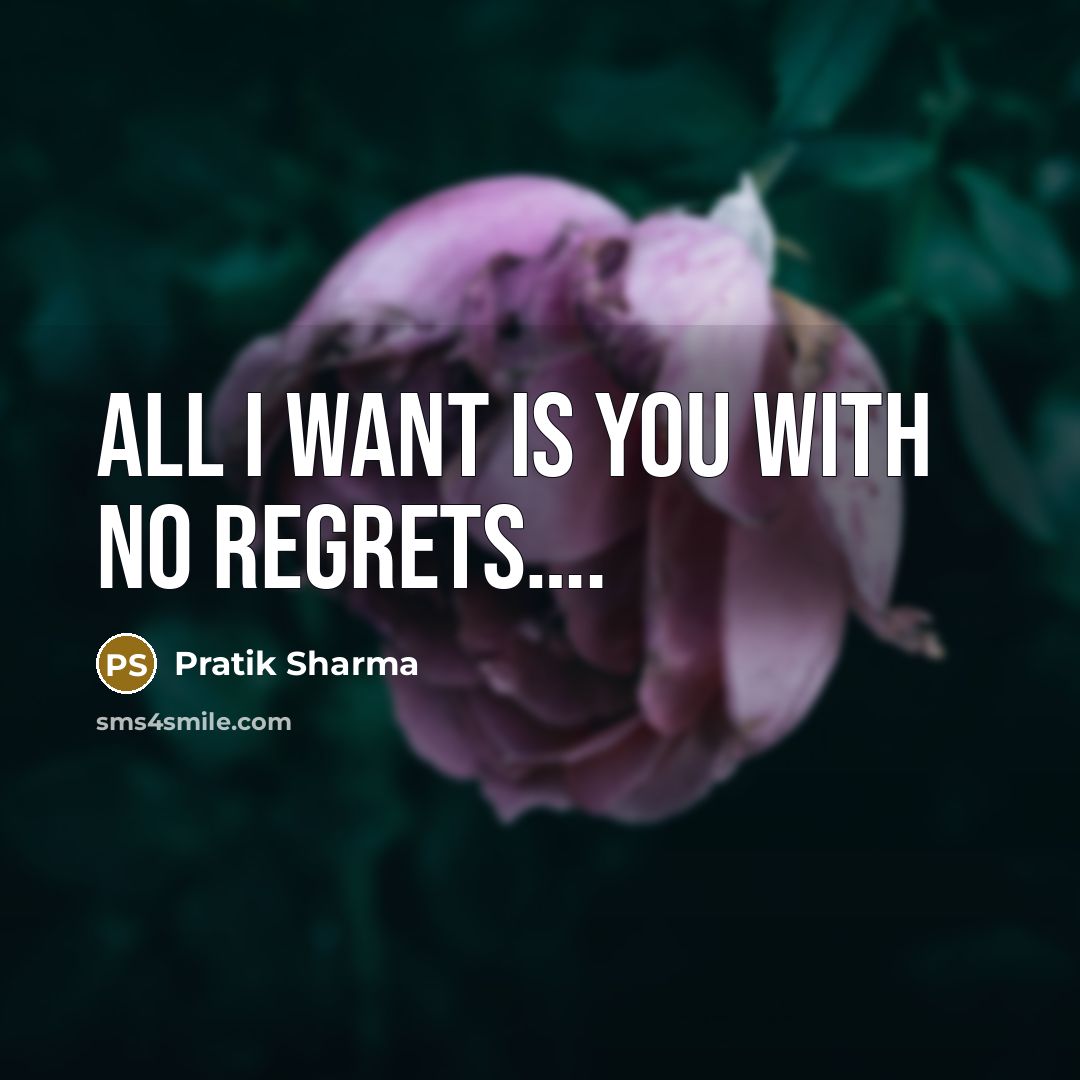 “All I want is you with no regrets.........…” quote by Pratik Sharma