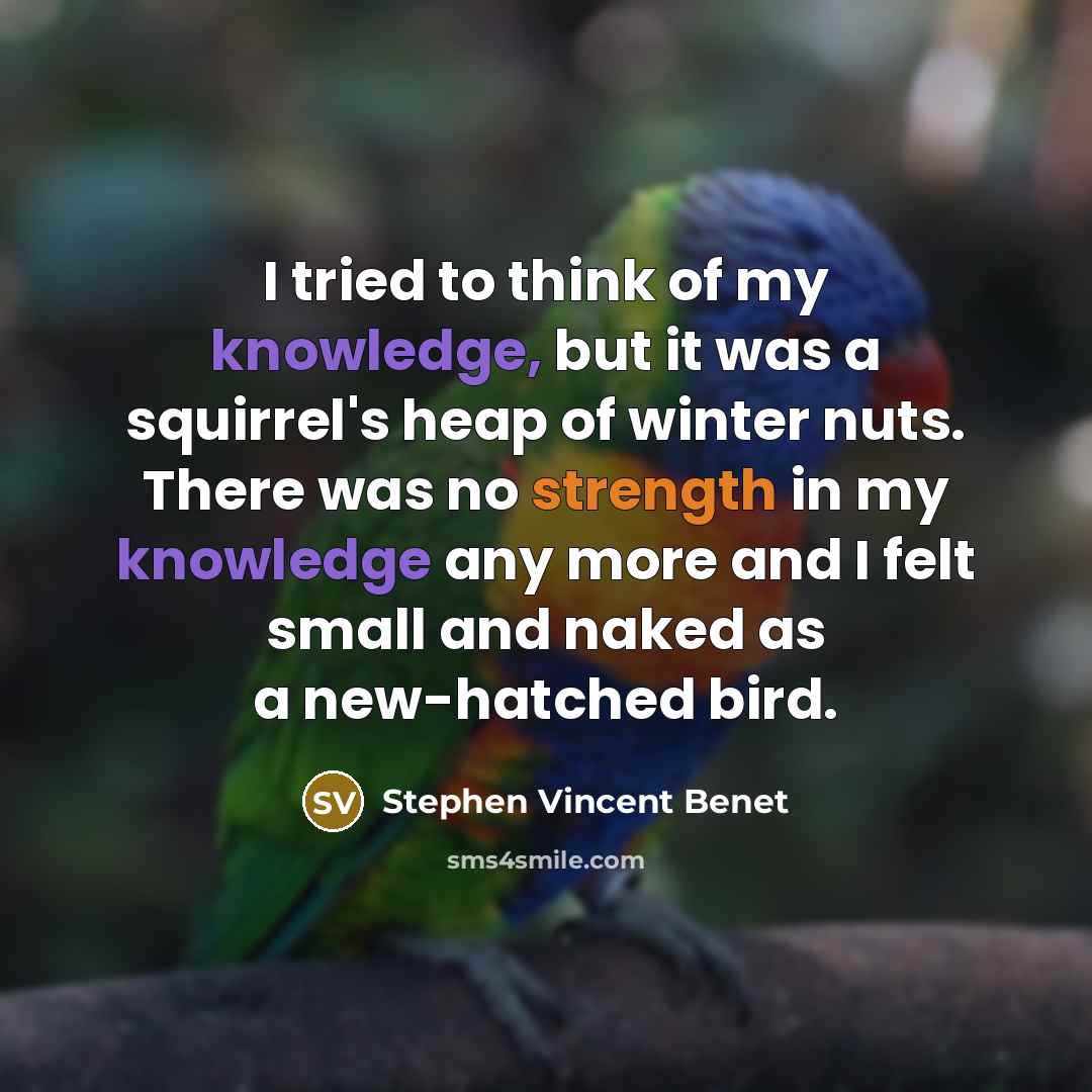 “I tried to think of my knowledge, but it was…” quote by Stephen Vincent Benet