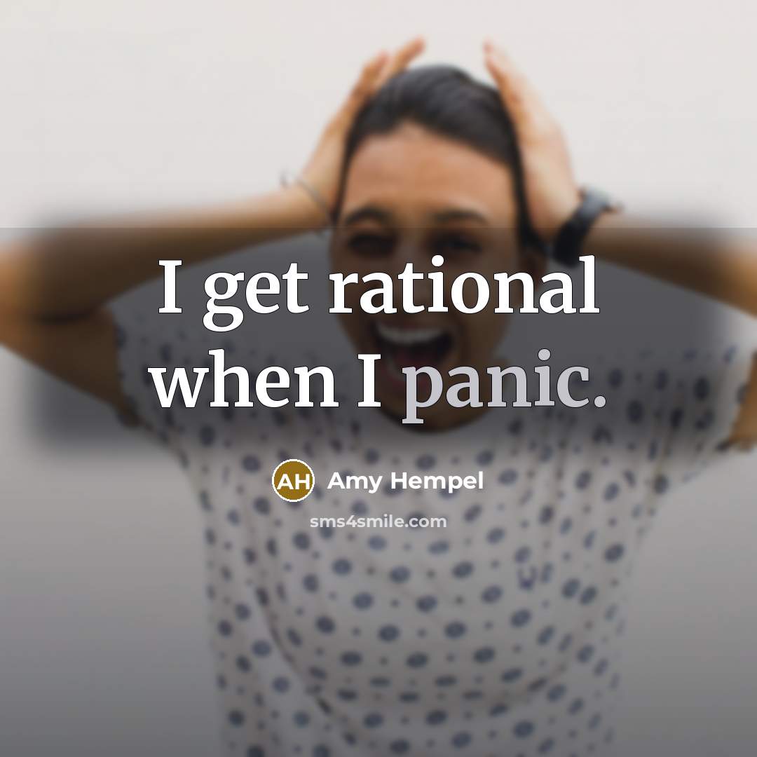 “I get rational when I panic.…” quote by Amy Hempel