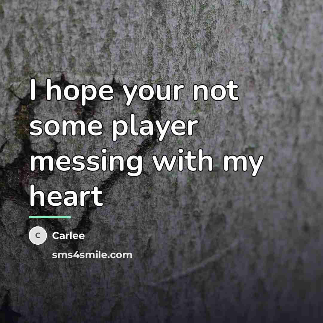 “I hope your not some player messing with my heart…” quote by Anonymous